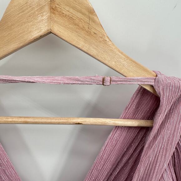 Sabina Musayev NWT Shaylee Flutter Sleeve Low Back Dress in Lavender Plissé // M - Picture 13 of 16